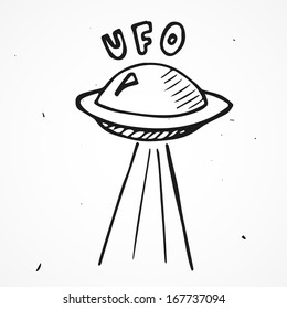 Hand drawn UFO vector icon