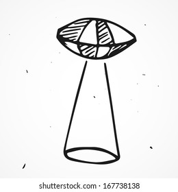 Hand drawn UFO vector icon