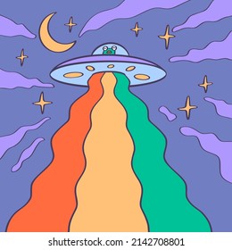 Hand drawn ufo. Vector illustration EPS10