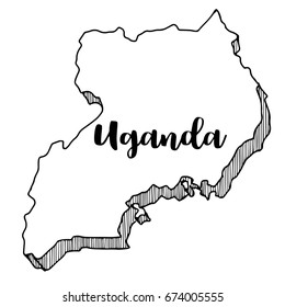 Hand drawn of Uganda map, vector illustration