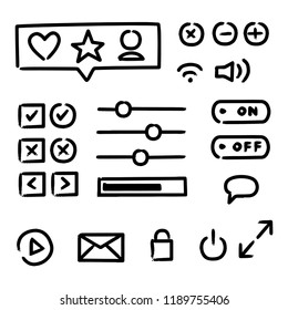 Hand drawn ui elements for web and app. Doodle vector illustration