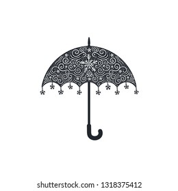 Hand drawn umbrella with doodles. Vector illustration.