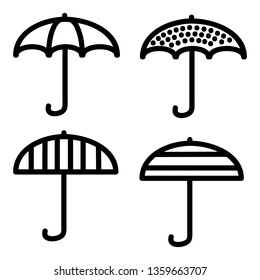 Hand Drawn Umbrella Set Icon Vector / Illustration
