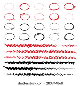 hand drawn underline and circle set for highlight text