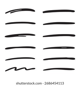 Hand Drawn Underline Collection Creative and Expressive Decorative Strokes Emphasizing Text Elements with a Variety of Styles and Shapes