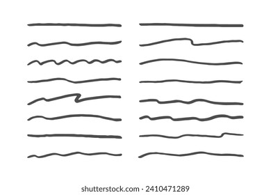 Hand drawn underline elements collection. Scribble lines on white background set.