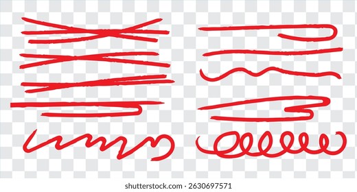 Hand drawn underline elements collection. Scribble lines on white background set.