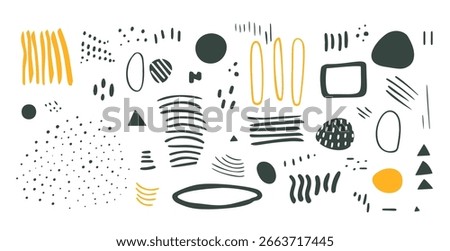 hand drawn underline geometric shape element in set vector