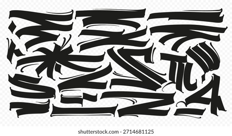 Hand drawn underline set. Abstract calligraphy collection of curved stripe vector elements