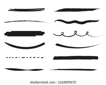 Hand Drawn Underlines and Decorative Lines Vector Set for UI and Creative Design