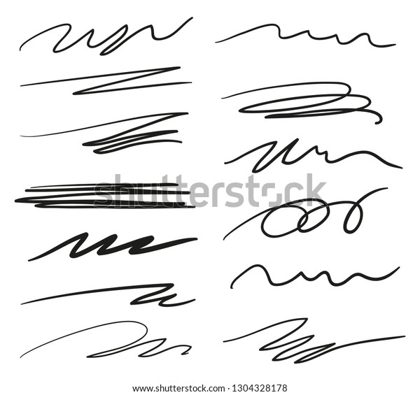 Hand drawn
underlines on white. Abstract backgrounds with array of lines.
Stroke chaotic patterns. Black and white illustration. Sketchy
elements for posters and
flyers
