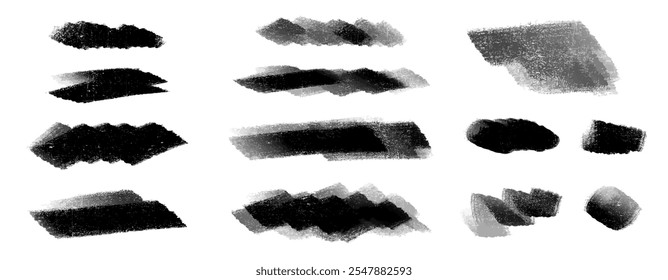 Handgezeichnete Unterstreichungen, als ob sie mit Pastellfarben oder Buntstiften gezeichnet wären. Eine Reihe von Vektorgrafiken mit einem markanten Touch, als ob sie mit einem Holzkohlebleistift gezeichnet würden.