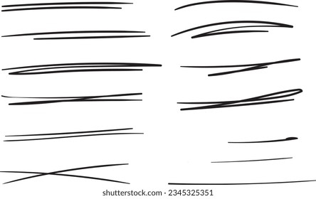 Hand drawn underlines. Stroke, lines, scribbles, strikethroughs, speech bubbles. Abstract lines for the design of handwritten text.