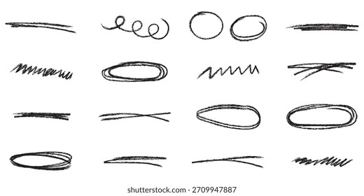 Handgezeichnete Unterstreichungen. Strich, Linien, Kritzeleien, Durchstreichen, Sprechblasen. 10 EPS