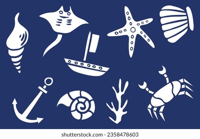Hand drawn underwater animal collection vector design