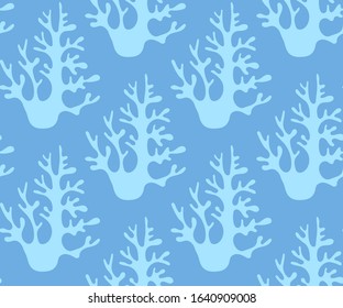 Hand drawn underwater natural ocean elements. Seamless pattern with reef corals. Vector sketch. Abstract seamless pattern. Creative background with geometric figures.