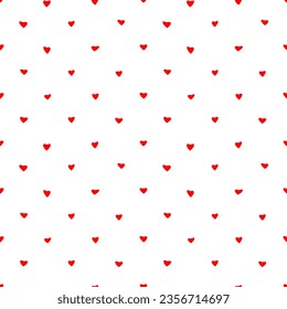 Hand drawn uneven hearts in red on white background. For fashion graphics such as textile all-over print, for home decor such as wallpaper, tablecloth, bedcloth, for wrapping, covering, decoration