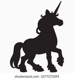 Hand drawn unicorn animal silhouette