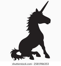 Hand drawn unicorn animal silhouette