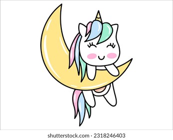 Hand drawn Unicorn Cartoon Funny illustration