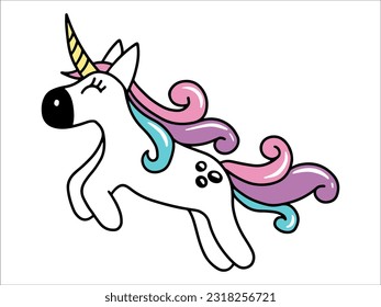 Hand drawn Unicorn Cartoon Funny illustration