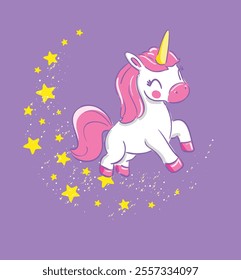 Hand Drawn Unicorn Cute Kids Illustration Vector, Trendy design for fashion graphics, t-shirt prints, posters, stickers