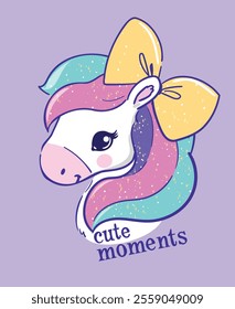 Hand Drawn Unicorn Cute Kids Illustration Vector, Trendy design for fashion graphics, t-shirt prints, posters, stickers