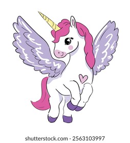 Hand Drawn Unicorn Cute Kids Illustration Vector, Trendy design for fashion graphics, t-shirt prints, posters, stickers