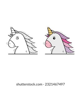 Hand Drawn Unicorn Icon Vector Design.