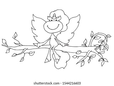 Hand drawn unicorn isolated on white background for logotype, coloring book, greeting card. Coloring page with unicorns for children and adult.Vector illustration.