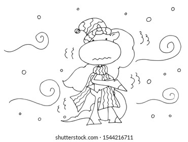 Hand drawn unicorn isolated on white background for logotype, coloring book, greeting card. Coloring page with unicorns for children and adult.Vector illustration.