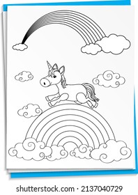Hand drawn unicorn on paper  illustration