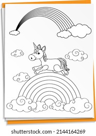 Hand drawn unicorn on paper  illustration