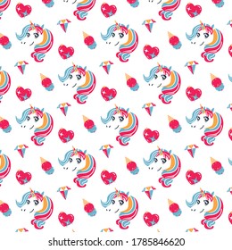 Hand drawn unicorn pattern for child print