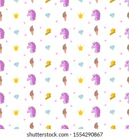 Hand drawn unicorn seamless pattern