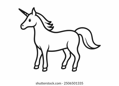 Hand Drawn Unicorn Vector Cartoon Clipart  Adorable and Whimsical Design for Kids and Projects
