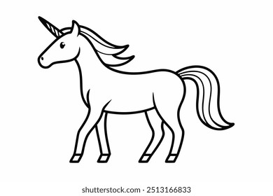 Clipart de dibujos animados de Vector de unicornio dibujado a mano Diseño adorable y caprichoso para niños y proyectos
