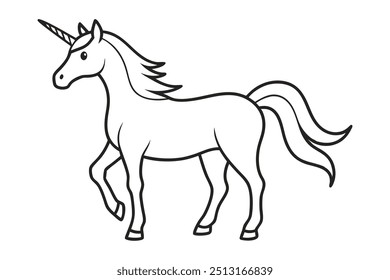 Hand Drawn Unicorn Vector Cartoon Clipart  Adorable and Whimsical Design for Kids and Projects
