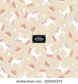 Hand drawn unicorn vector pattern background design