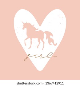 Hand drawn unicorn, vector vintage design elements, outline horse drawing. Clip art EPS