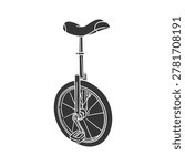 Hand drawn unicycle circus wheel balance sport transport doodle icon vector