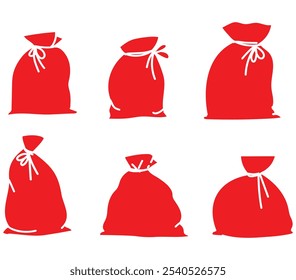 hand drawn Unique Christmas holiday red bag sketches vector illustration