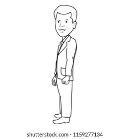 Hand drawn unique happy man person businessman standing in a side view