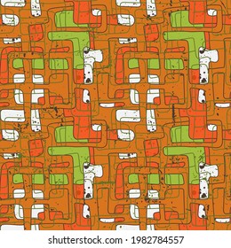Hand drawn unique seamles abstract pattern