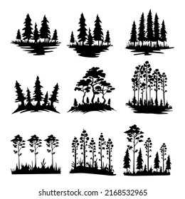 Hand drawn unique trees bundle