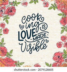 Hand drawn unique typography design element for greeting cards, decoration, prints and posters. Handwritten lettering quote about kitchen and cooking. Vector illustration