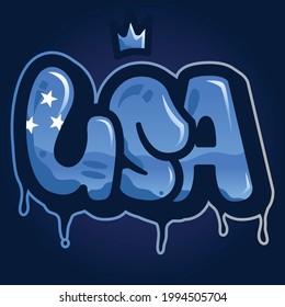 Hand Drawn Unite States of America Graffiti Vector. America Independence Day Illustration Icon Concept.