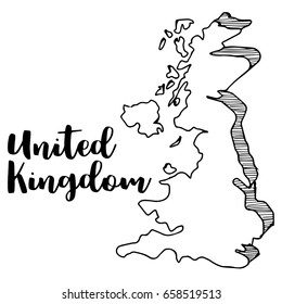 Hand drawn of United Kingdom map, vector illustration, vector