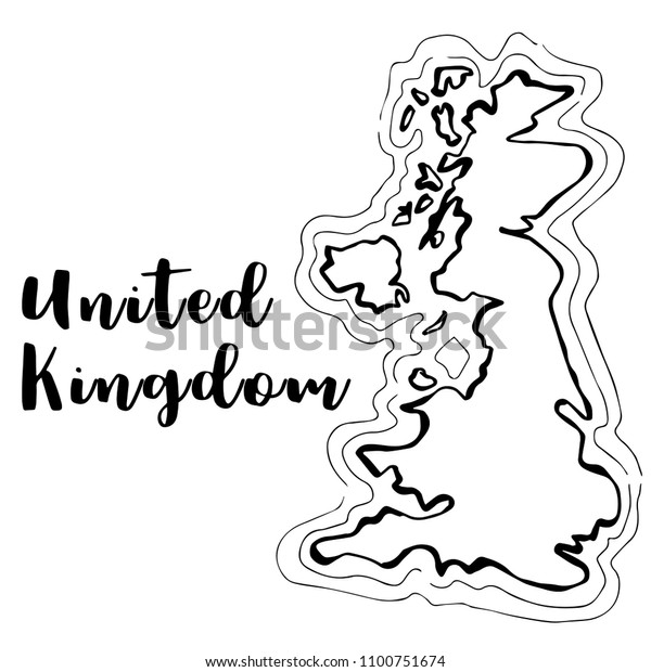 Hand Drawn United Kingdom Map Sketchvector Stock Vector (Royalty Free