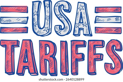 Hand drawn United States Tariffs. doodles vector illustration